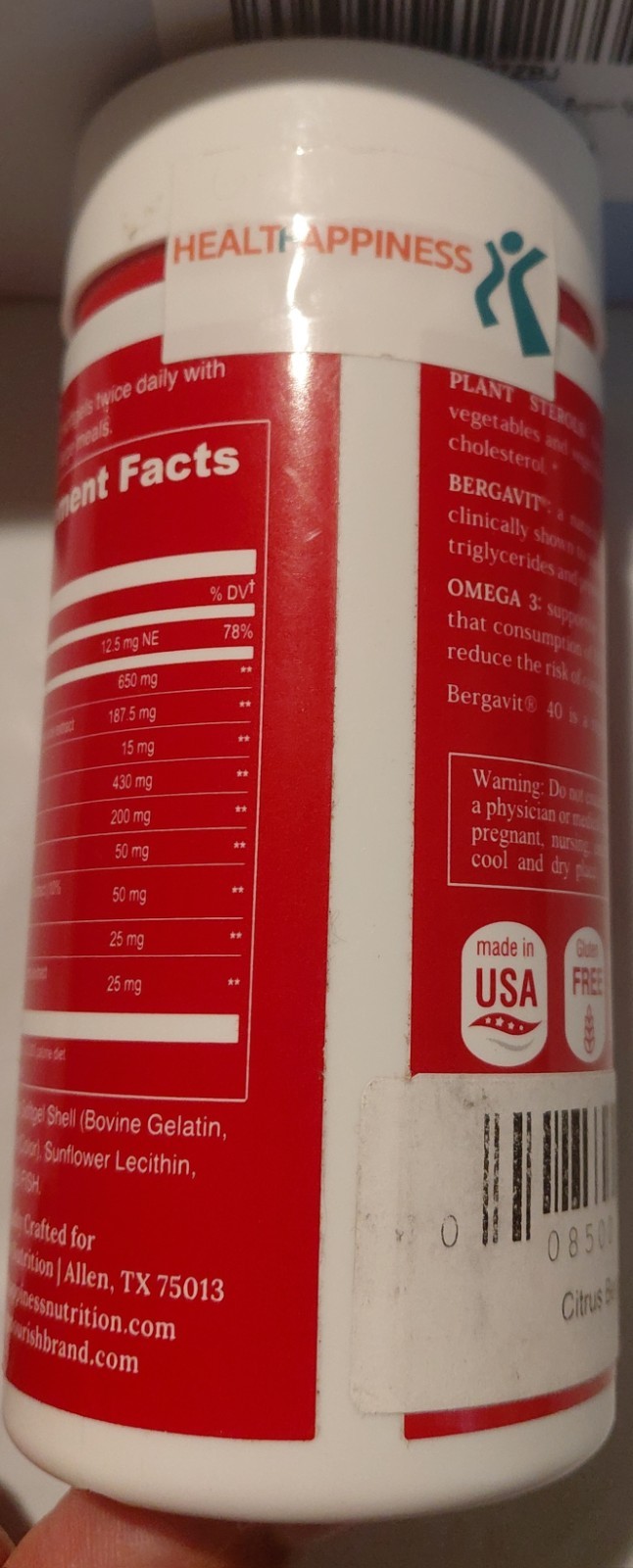 UpNourish Cholesterol Heart Health Supplement 120 Softgels Exp 09/26