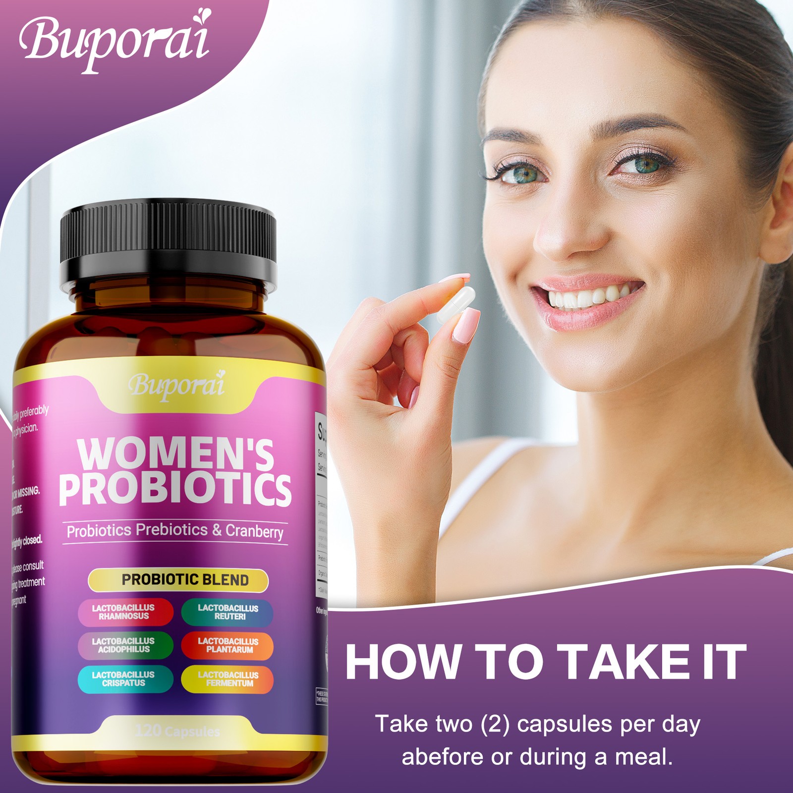 Women’s Probiotics 120pcs-Balances Flora, Promotes Intestinal and Overall Health
