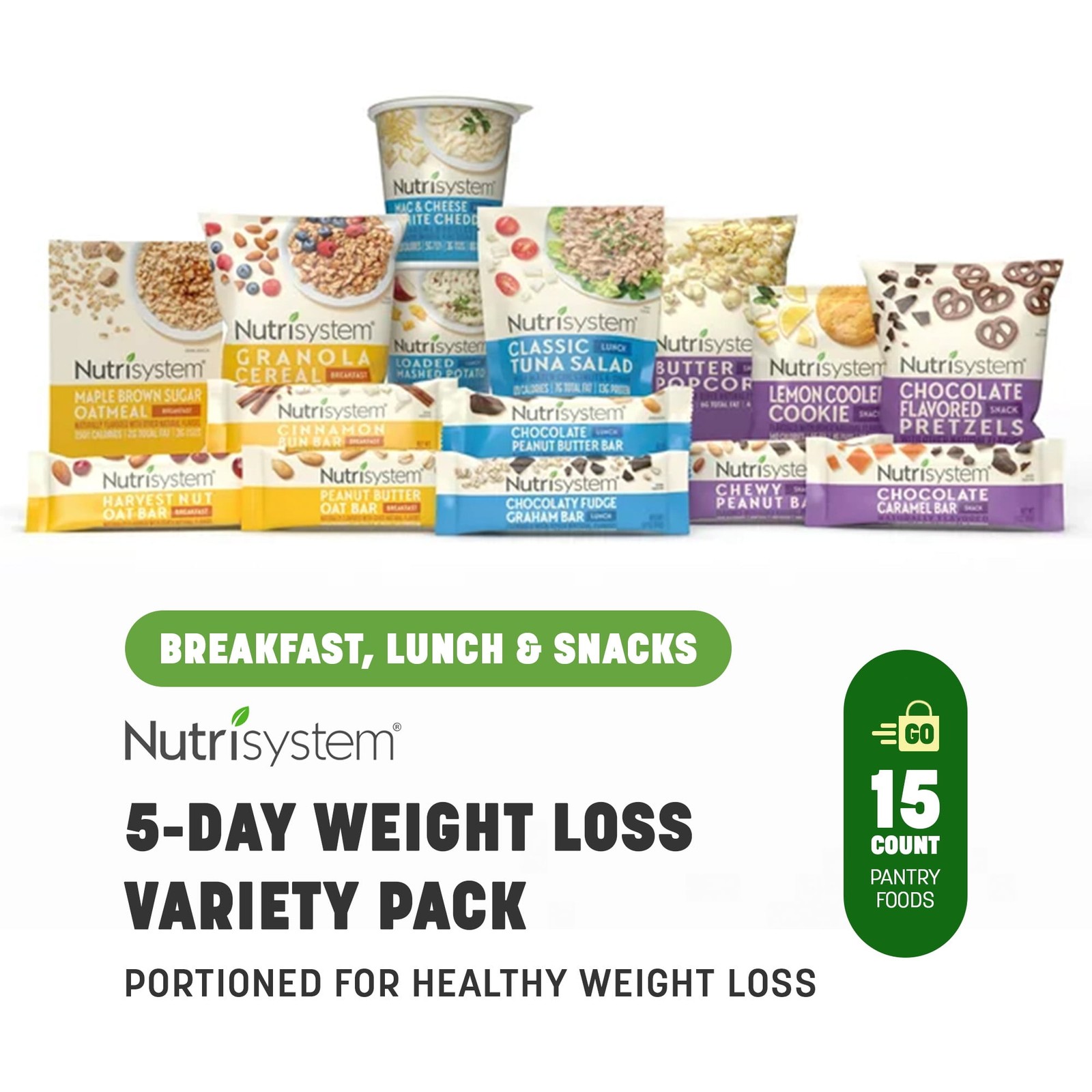 Nutrisystem 5-Day Weight Loss Pack: 15 Shelf-stable Breakfasts, Lunches & Snacks