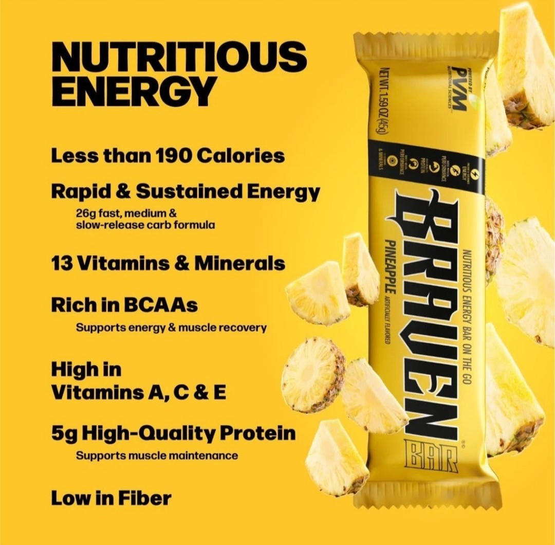 Braven Bar Pineapple Energy Bars/Lot of 2(20 packs)40 Bars total Volume Discount