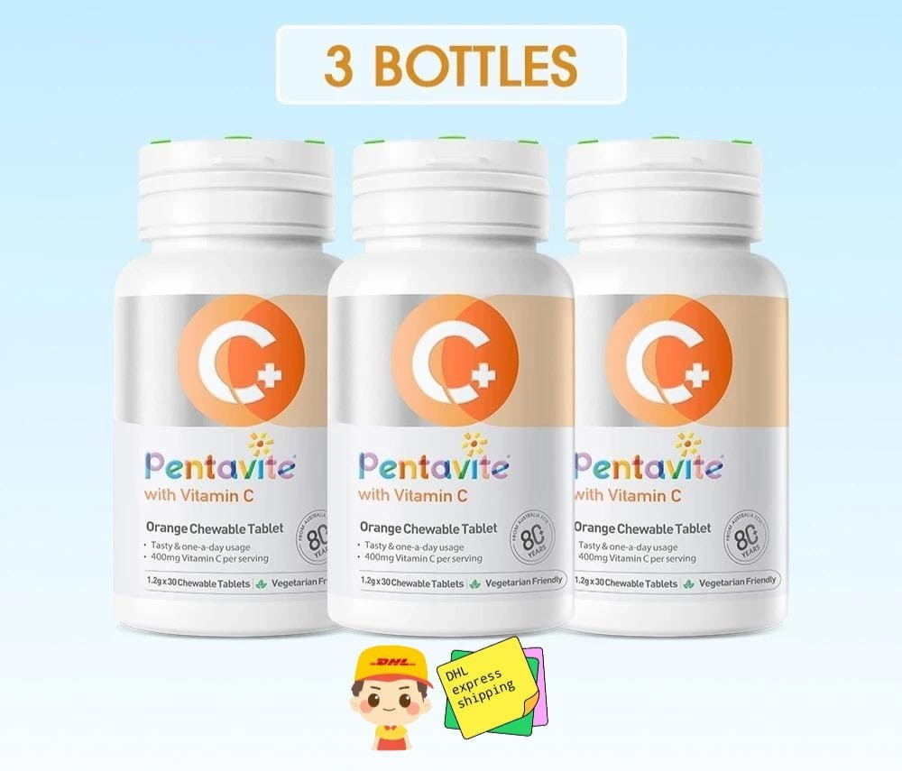 3X Pentavite Vitamin C Orange Chewable 30 Tablets for Adult Australia Brand