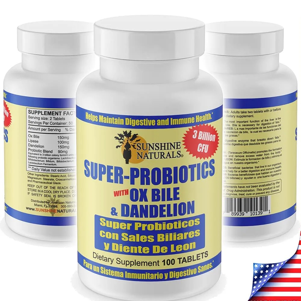 Sunshine Naturals Super Probiotics Supplement. Improves Digestion. 100 Capsules