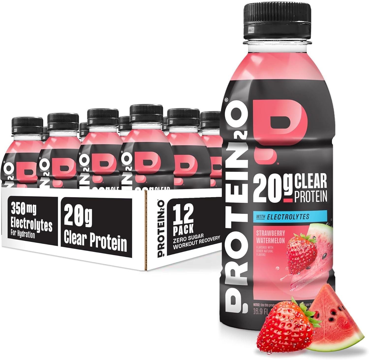 Protein2o Clear Whey Drink Strawberry Watermelon 20g 16.9oz 12 Pack