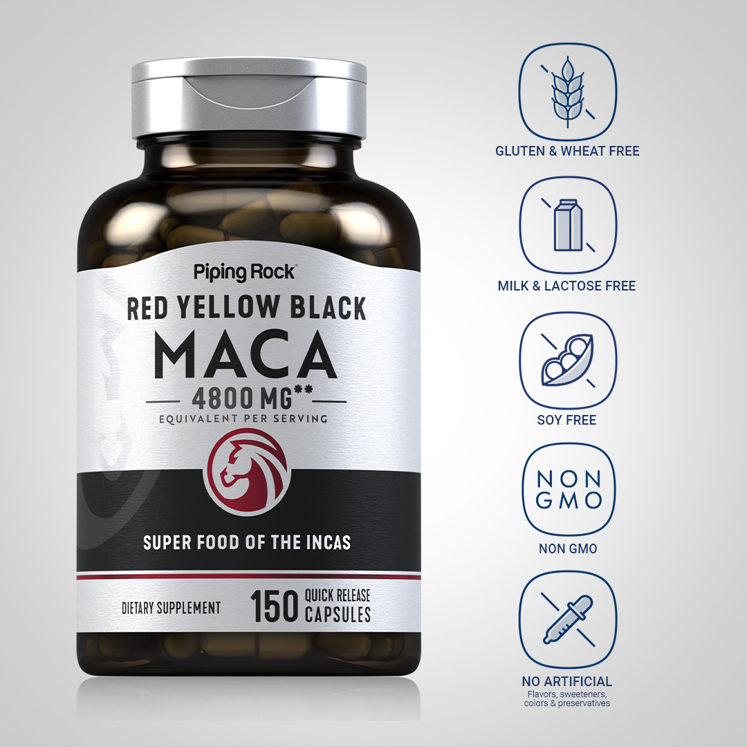 Maca Root Capsules | 4800mg | 150 Count | For Men | Non-GMO | by Piping Rock