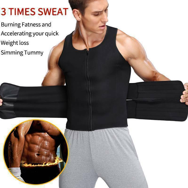 2022 New Men’s Compression T-Shirt Waist Trainer Body Shaper Fat Burn Sauna Suit