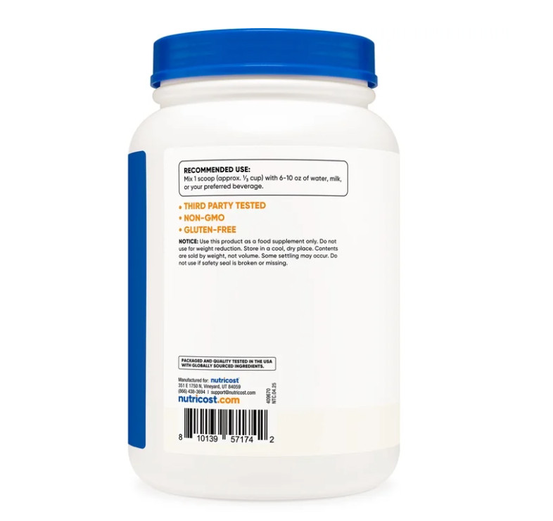 Nutricost Whey Isolate Unflavored 2lb Non-GMO Gluten Free