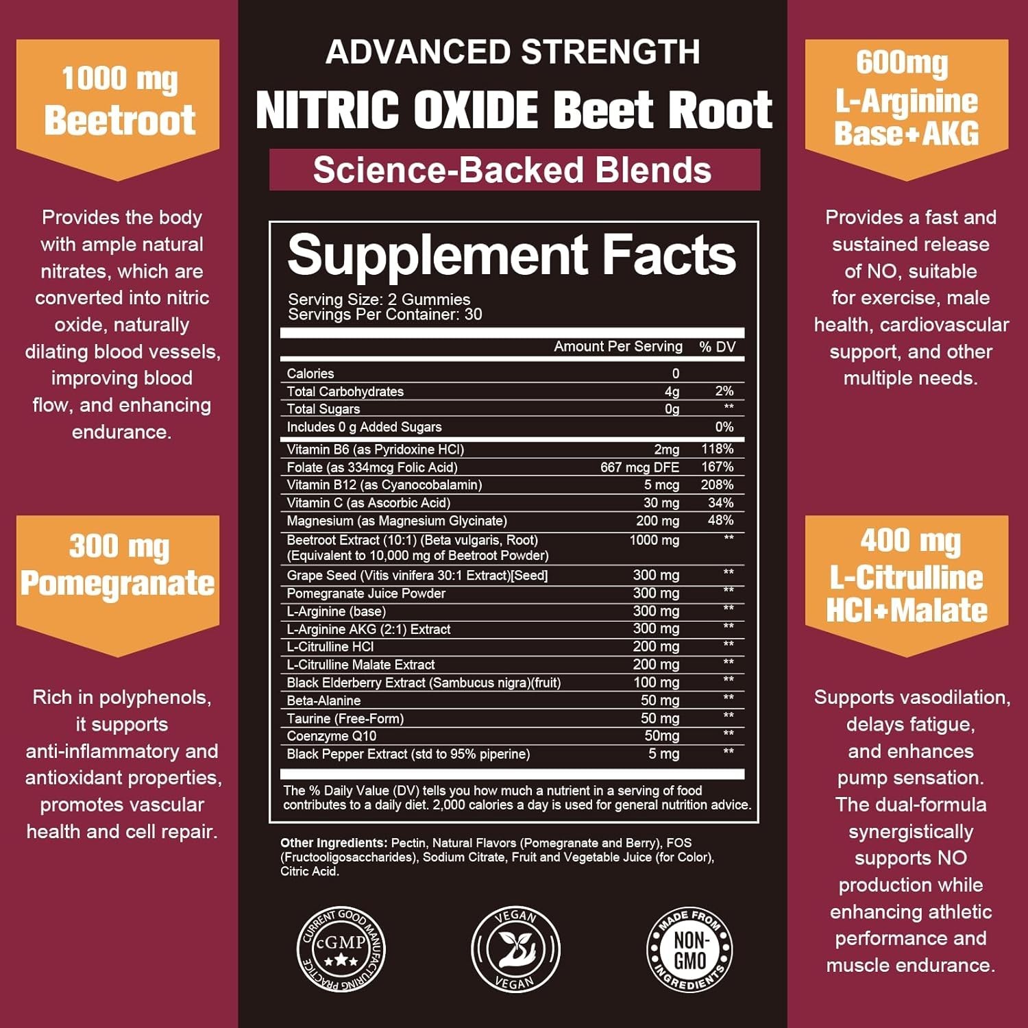 Totaria Beet Root Gummies – Beetroot Supplement with Grape Seed, Pomegranate, Vi