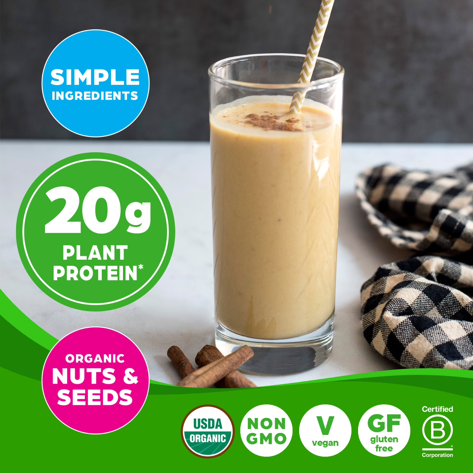 Orgain Simple Organic Vegan Protein Powder Vanilla 20g Protein 1.25 lb