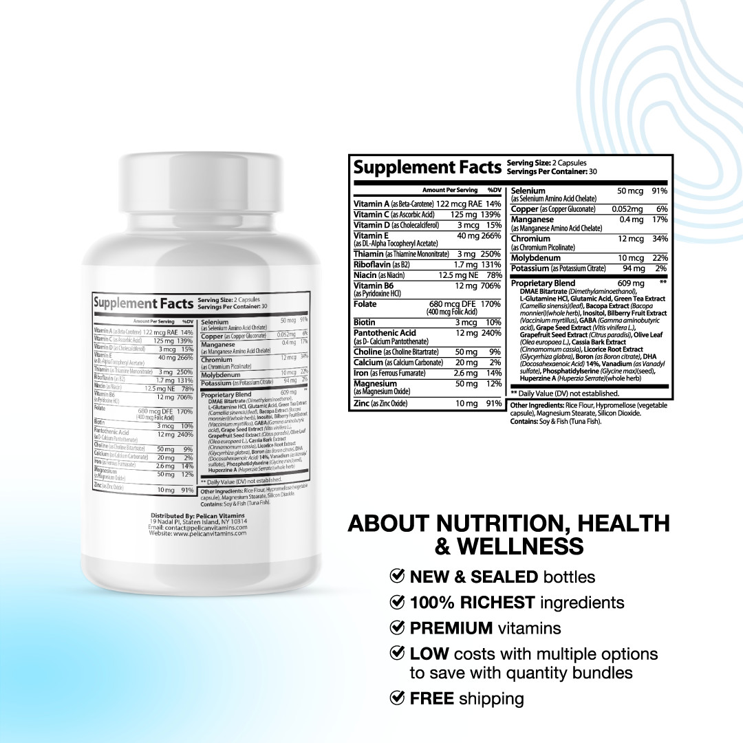 Nuclarity- Brain Support- 3 Bottles- 180 Capsules