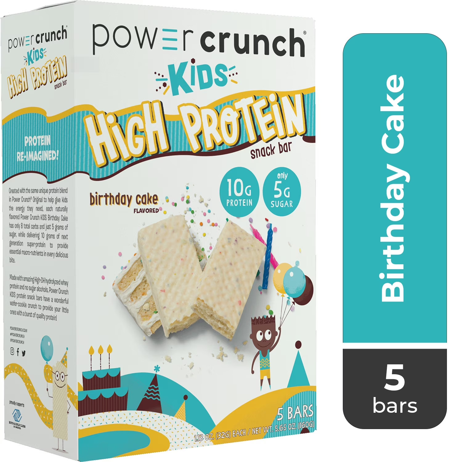 Power crunch Kids High protein Snack Bars birthday cake 1.13 oz 5 Count……