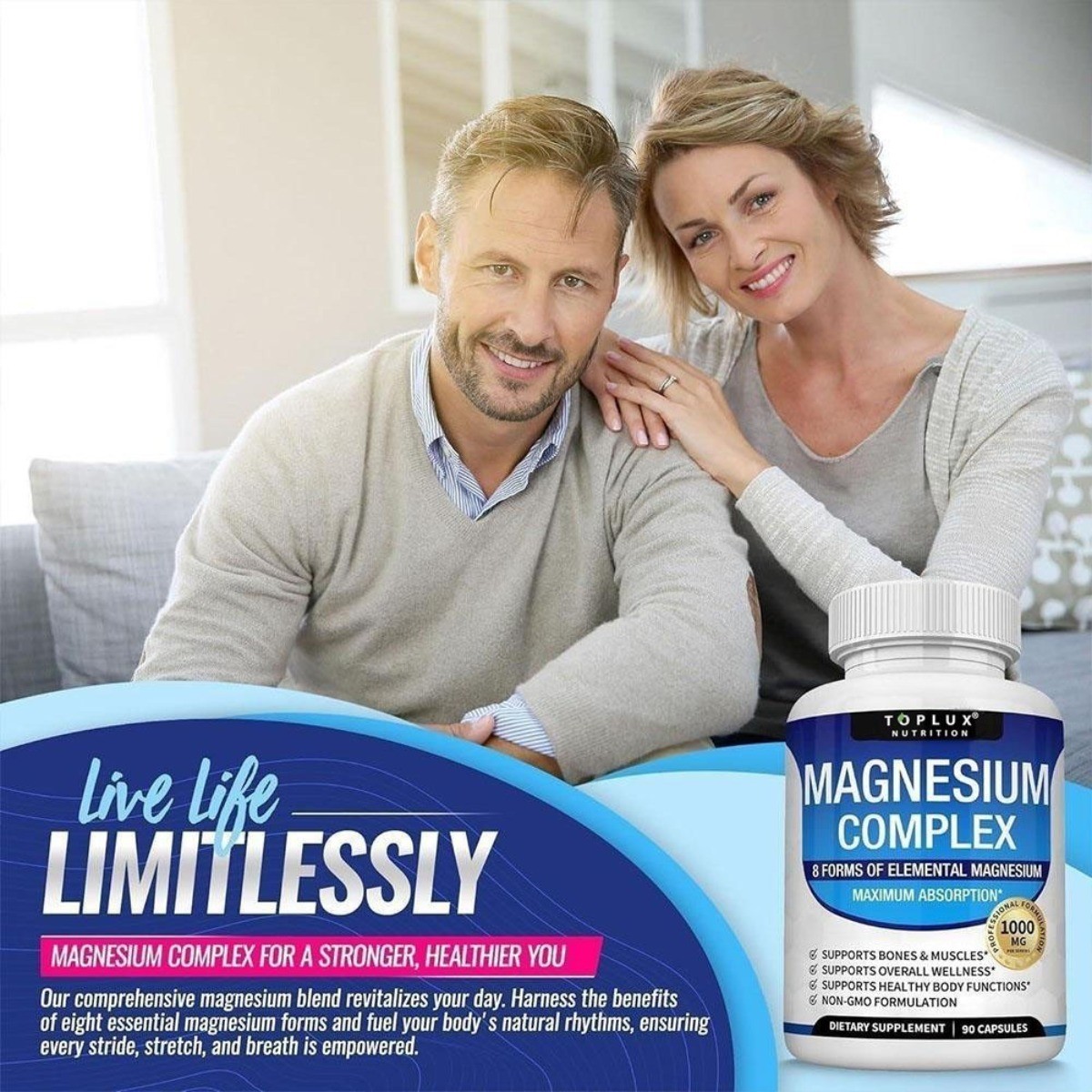 3 Toplux Nutritional Magnesium Complex 1000mg Supporting Element Magnesium-