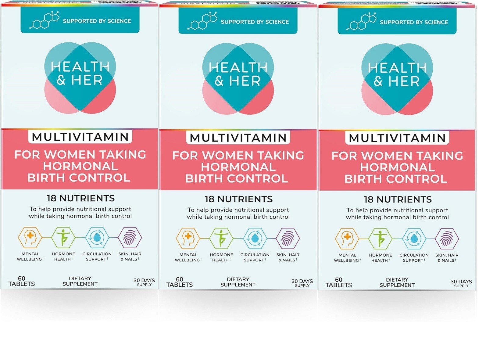 Health & Her Multivitamin Supplement- 60 Count (pack of 3)Total 180- Exp 09/2027