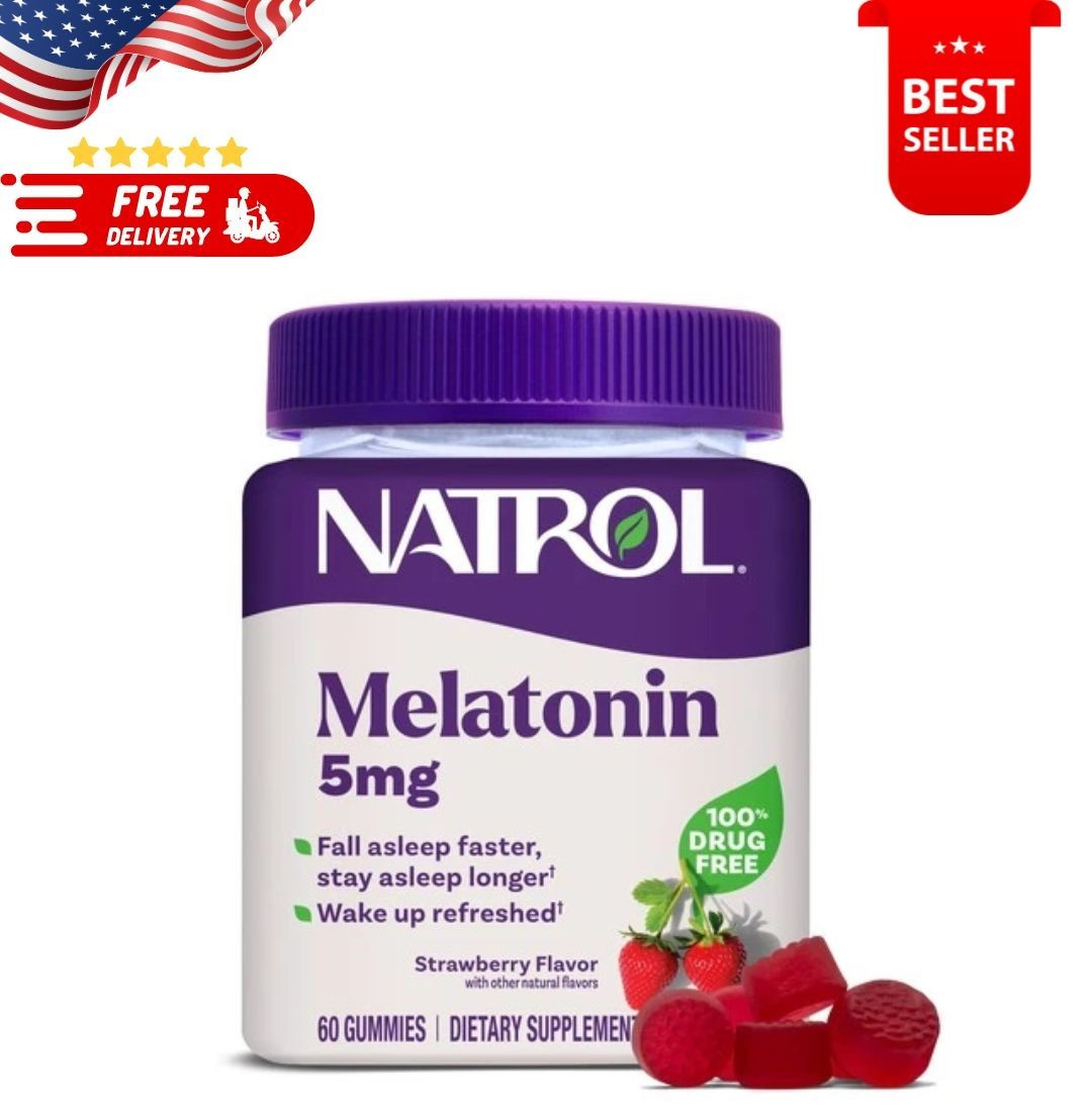 Natrol® Melatonin Gummies, Sleep Support for Adults, Strawberry Flavor, 5 mg, 60