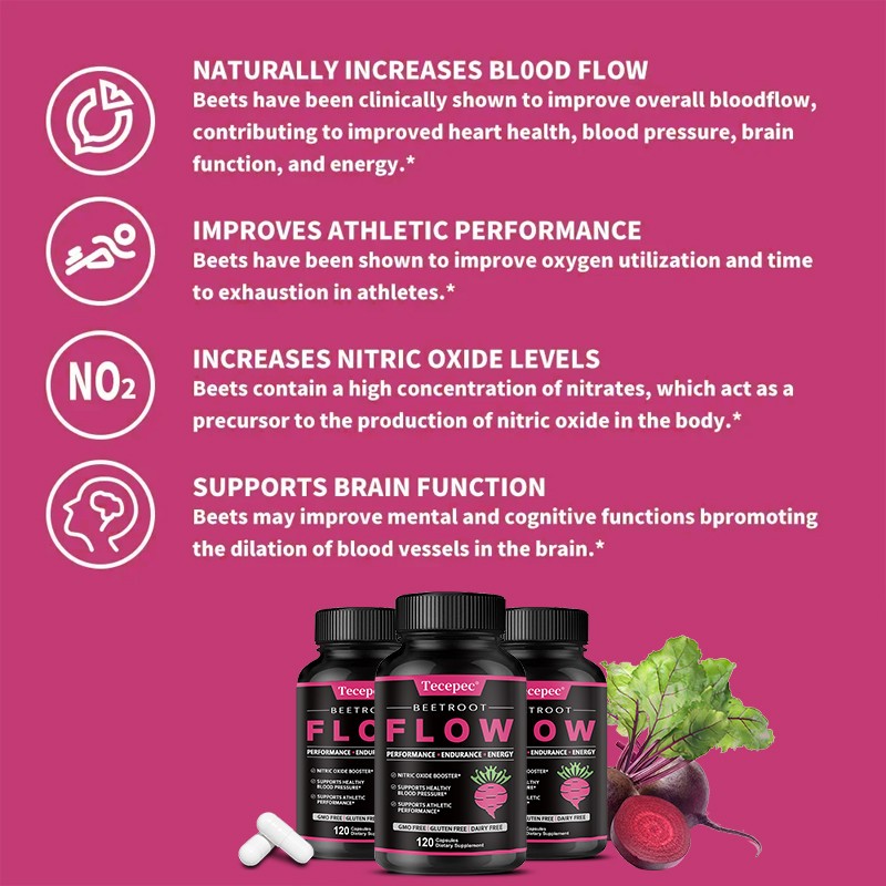 Organic Beet Root Powder 1300mg Per Serving 120Capsules Support Digestive Health