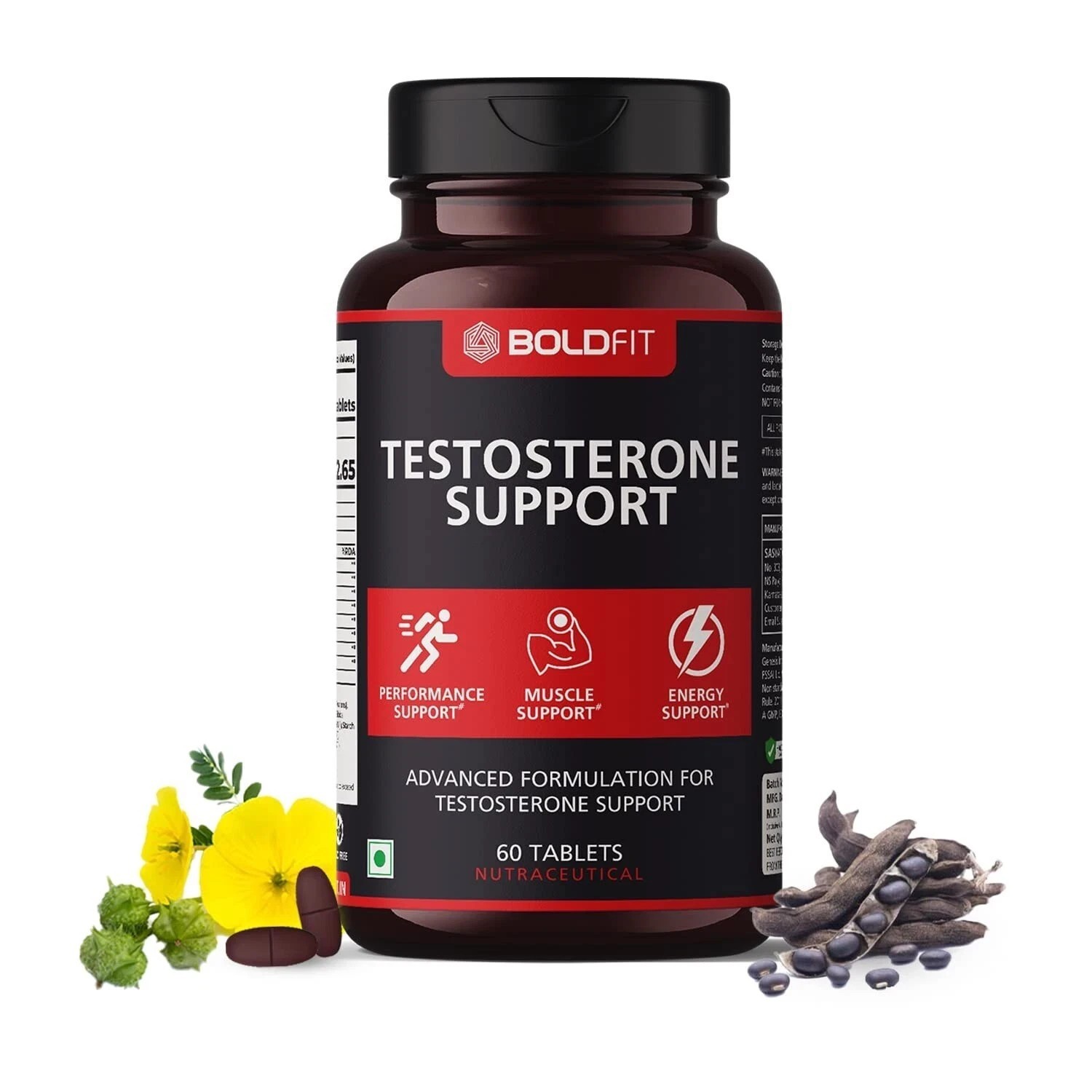 Boldfit Testosterone Supplement For Men With Tribulus Terrestris 60 Veg Tablet