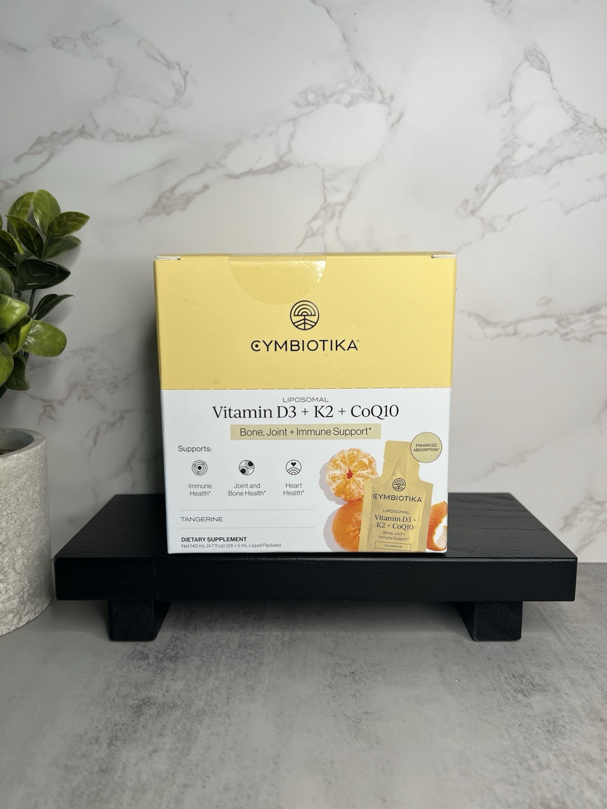 Cymbiotika Liposomal Vitamin D3 K2 + CoQ10 5000IU Tangerine 28 Sachets Exp 02/27