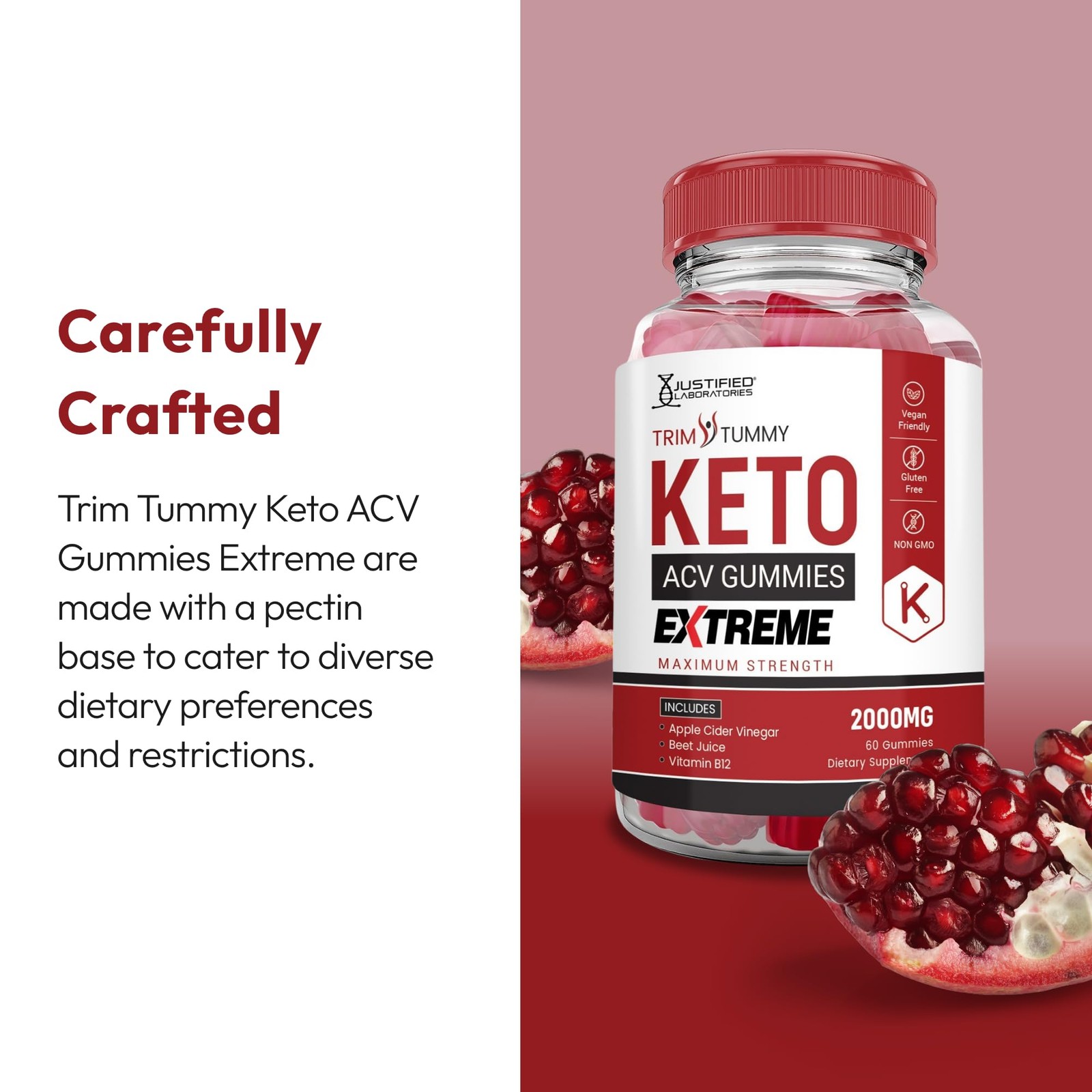 Justified Laboratories Trim Tummy Keto Acv Gummies Extreme 2000 Mg – 60 Count