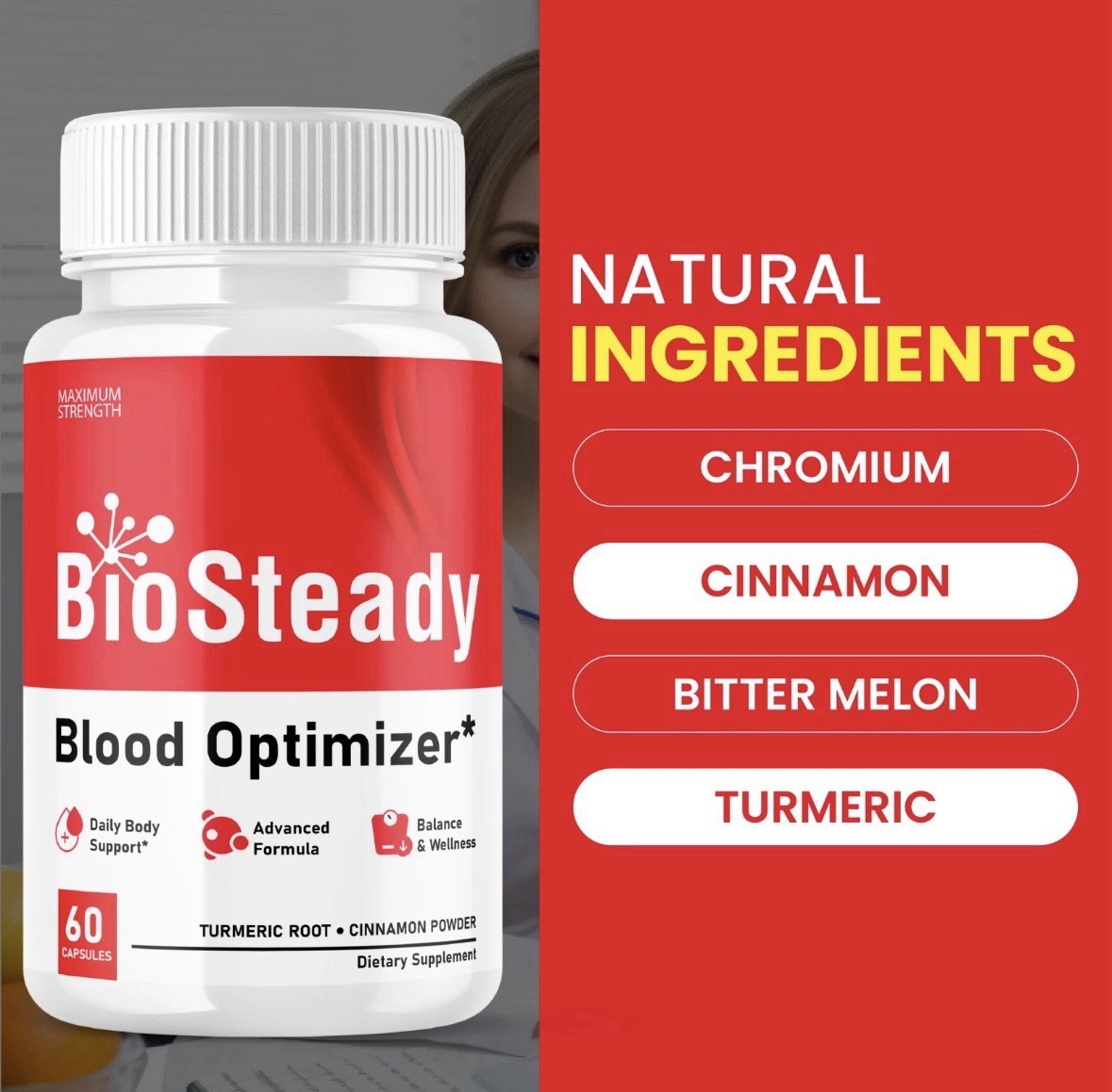 Biosteady Capsules Blood Optimizer Bio Steady Regulate Blood Sugar Levels (60ct)