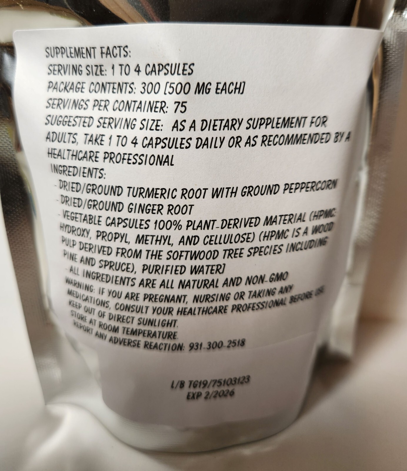 Turmeric Peppercorn Ginger Blend Capsules – Non GMO – MADE FRESH ON DEMAND!