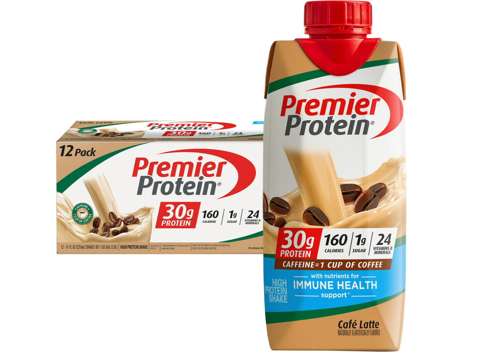 Premier Protein Shake, Café Latte, 30g Protein, 11 Fl Oz, 12 Ct