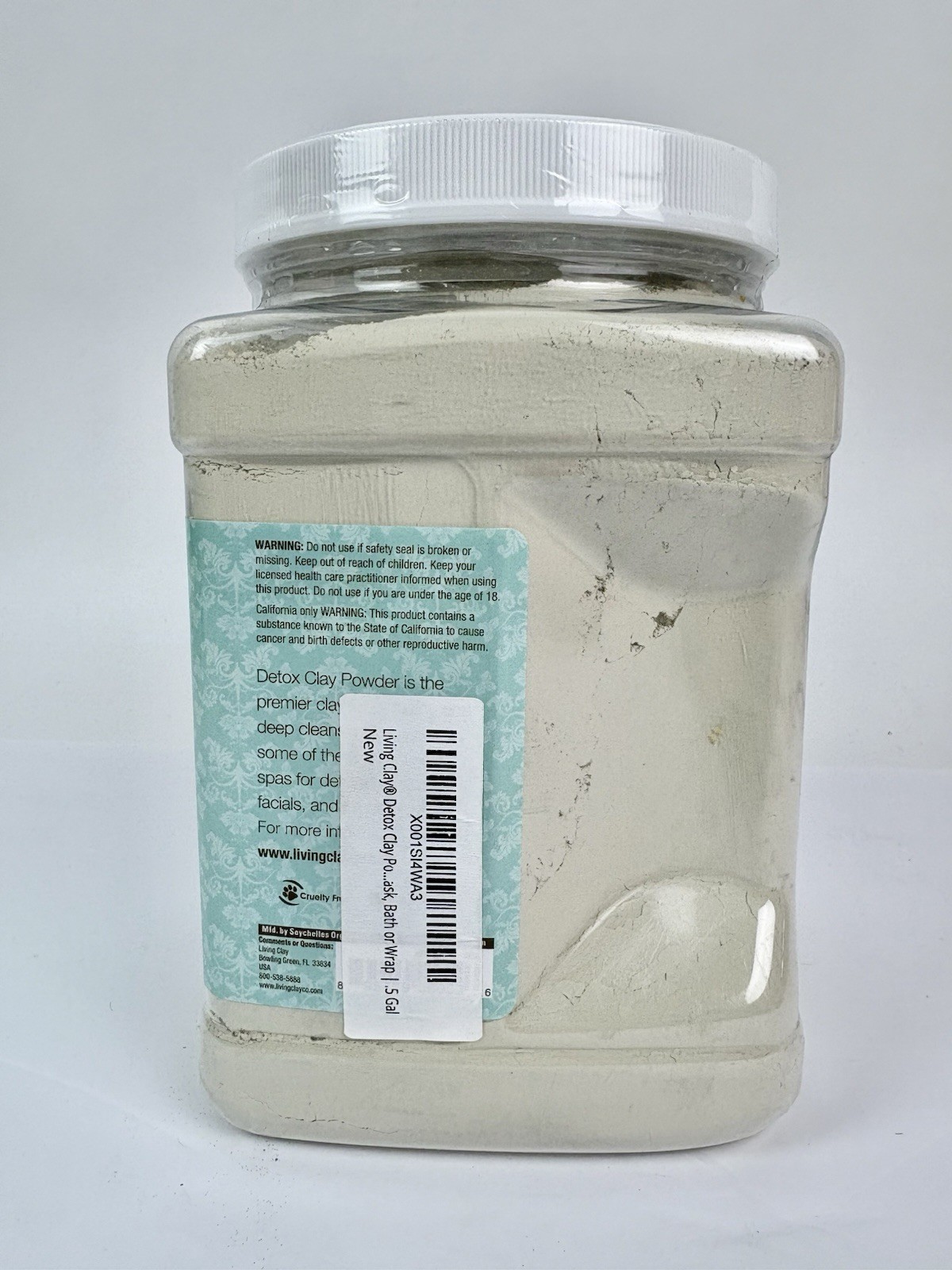 NOS Living Clay Detox Clay Pwd Calcium Bentonite Dietary Supplement 1/2 Gal 4lbs
