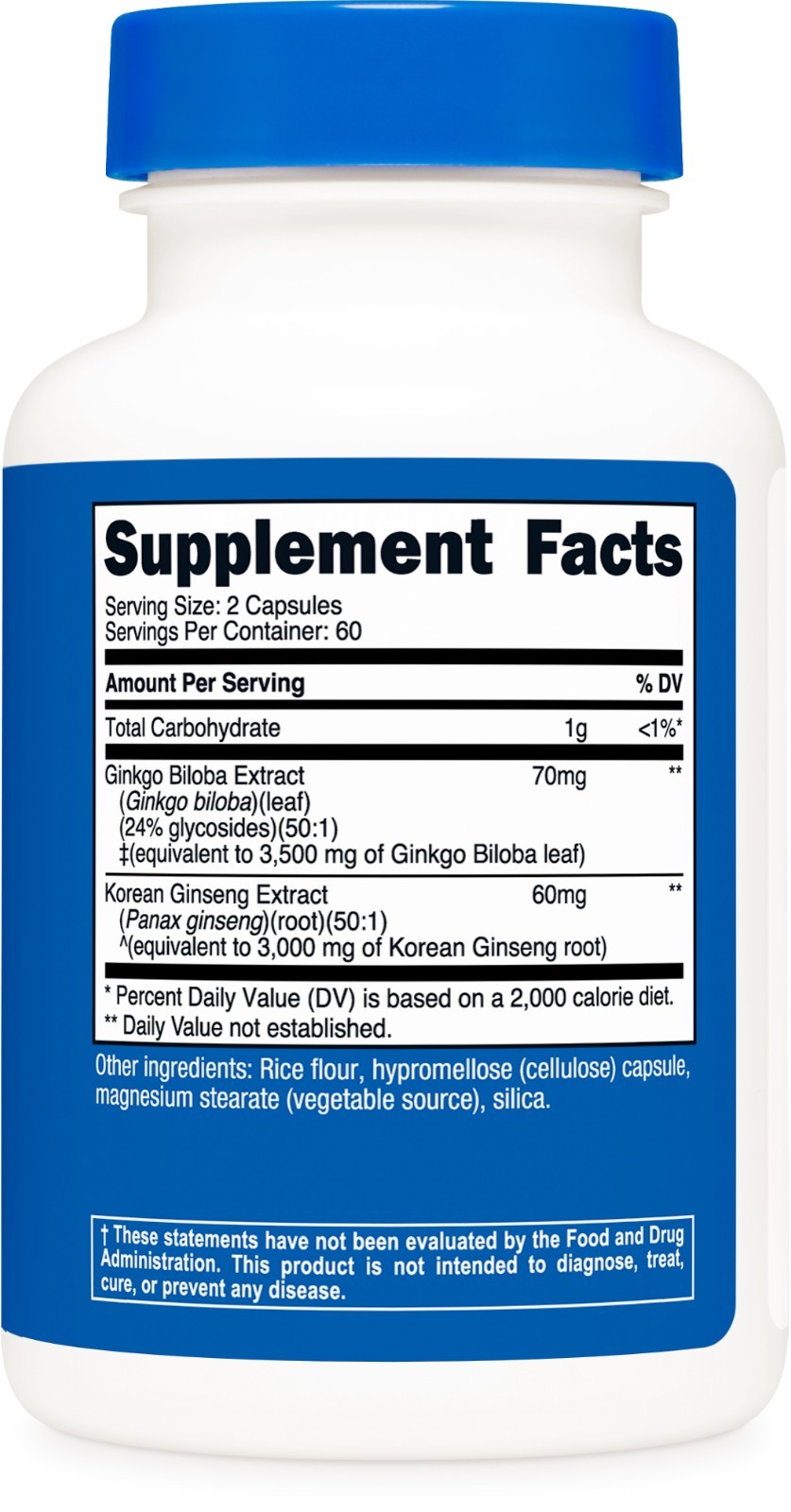 Nutricost Ginkgo + Ginseng Supplement 120 Capsules for 60 Servings Per Bottle