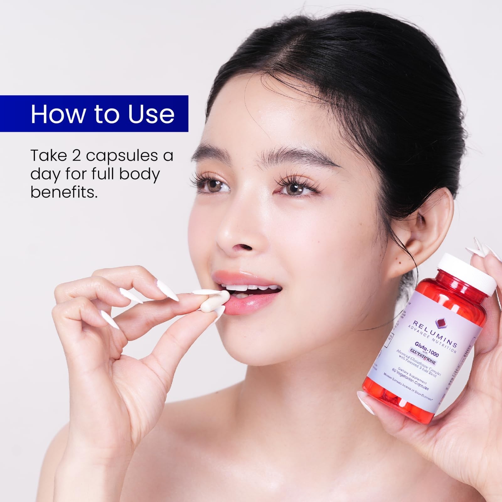 Relumins Advance Nutrition Gluta-1000 Dietary Supplement 60 Vegetarian Capsules