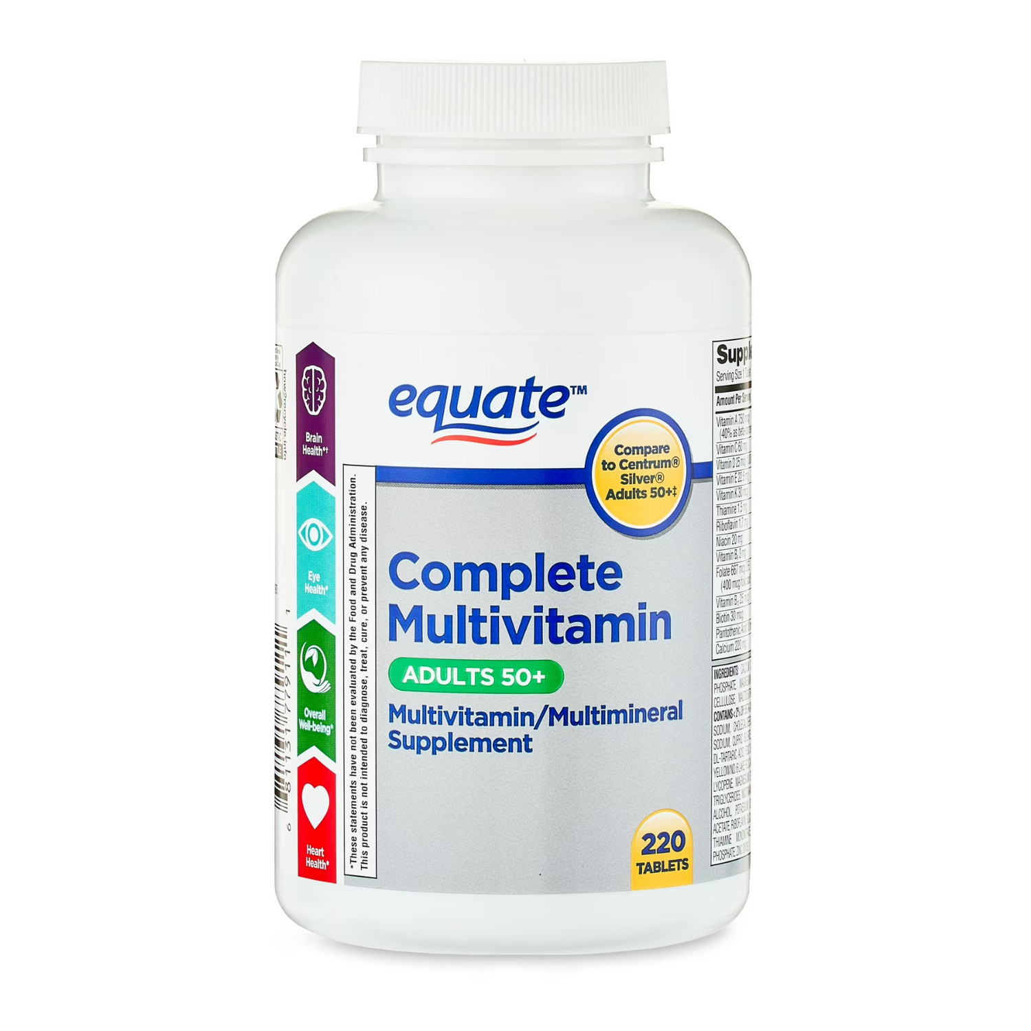 2 Pack Equate Adults 50 Plus Multivitamin Multimineral 220 Tablets