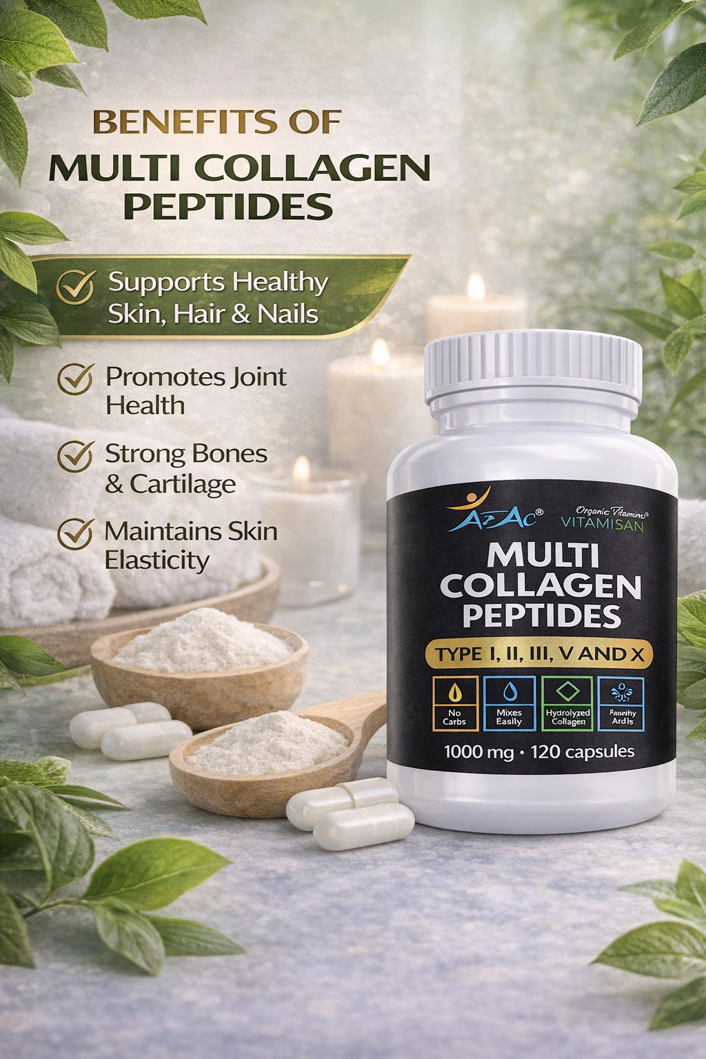 240 Capsules PEPTIDE COLLAGEN Hydrolysate Vitamin C ANTIANGING I.1I.II.II.V.X
