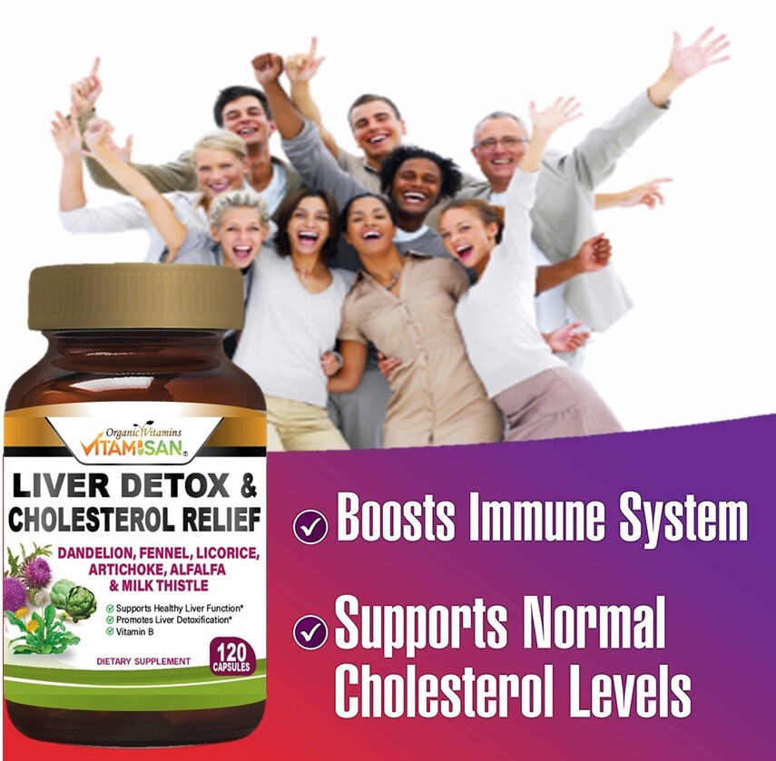 Liver Cleanse Detox Milk Thistle Extracts Silymarin, Artichoke, Dandelion, Vit B