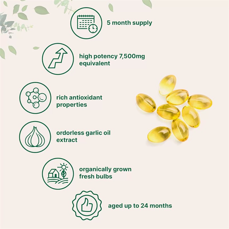 Odorless Garlic 7500mg Per Servings, 300 Softgels 2 Years Aged Garlic Extra