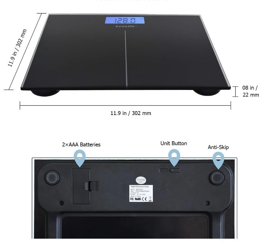 Letsfit Digital Scale (EB5636H) – BRAND NEW IN BOX 400lb Capacity/Tracks Weights