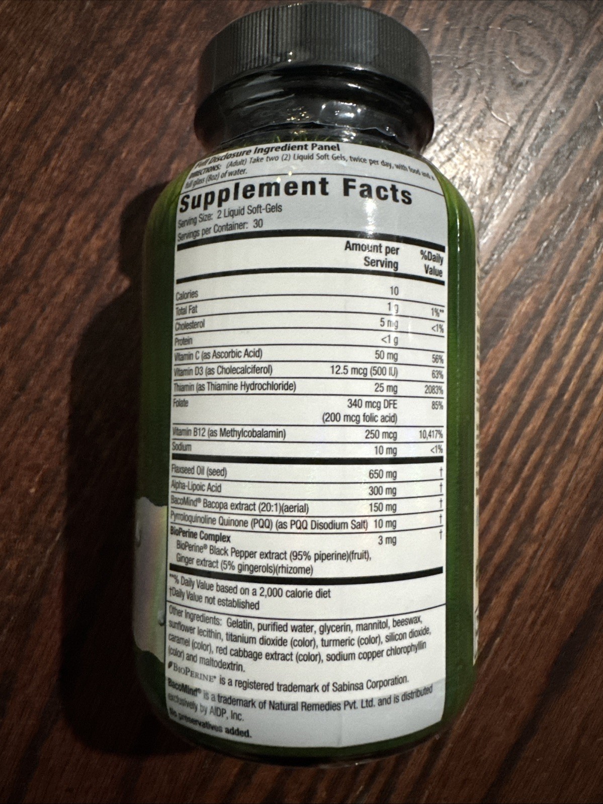 Irwin PQQ Healthy Brain ALA & BacoMind®, 60 Liquid Soft-Gels Exp 07/26 Free Ship