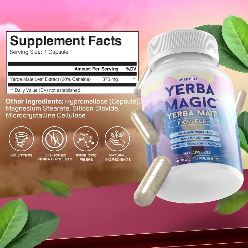 Yerba Magic Yerba Mate Capsules – 100% Pure Extract, High Potency Energy & Focus