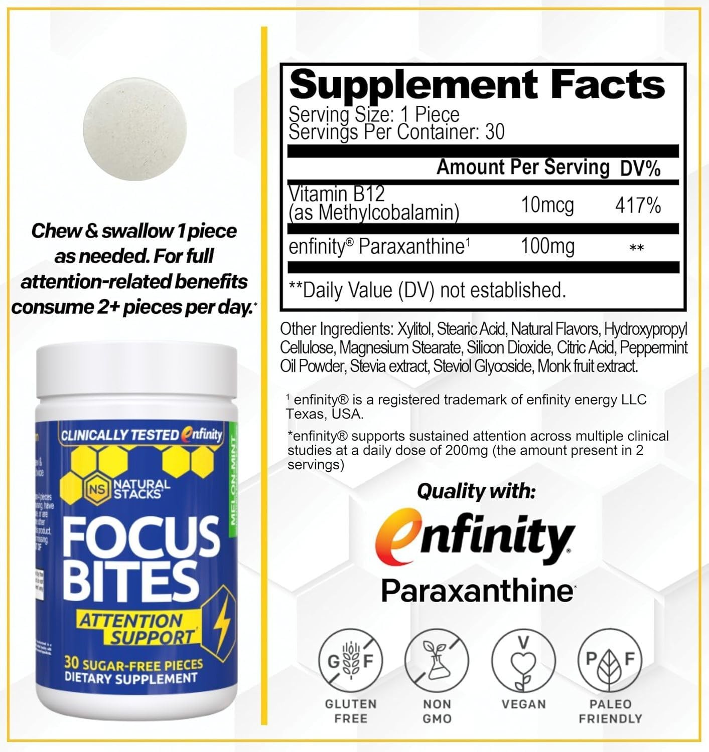 Natural Stacks Paraxanthine Supplement 100Mg – Caffeine Focus Supplement For