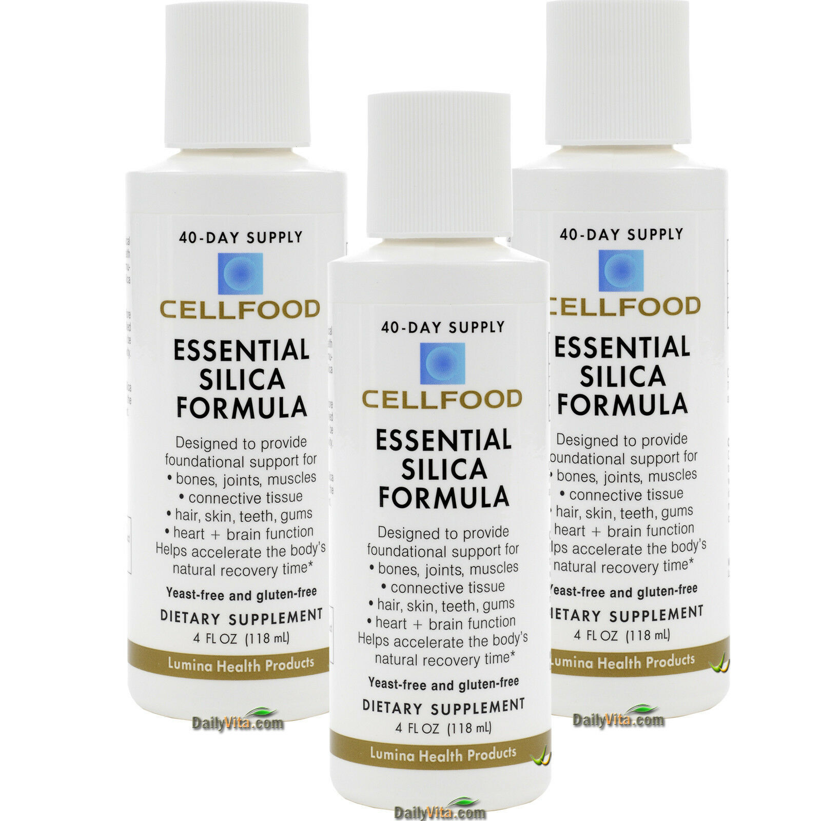 3 x Cellfood Essential Silica Formula 4 Oz by Lumina Health FRESH GLOBAL SHIP