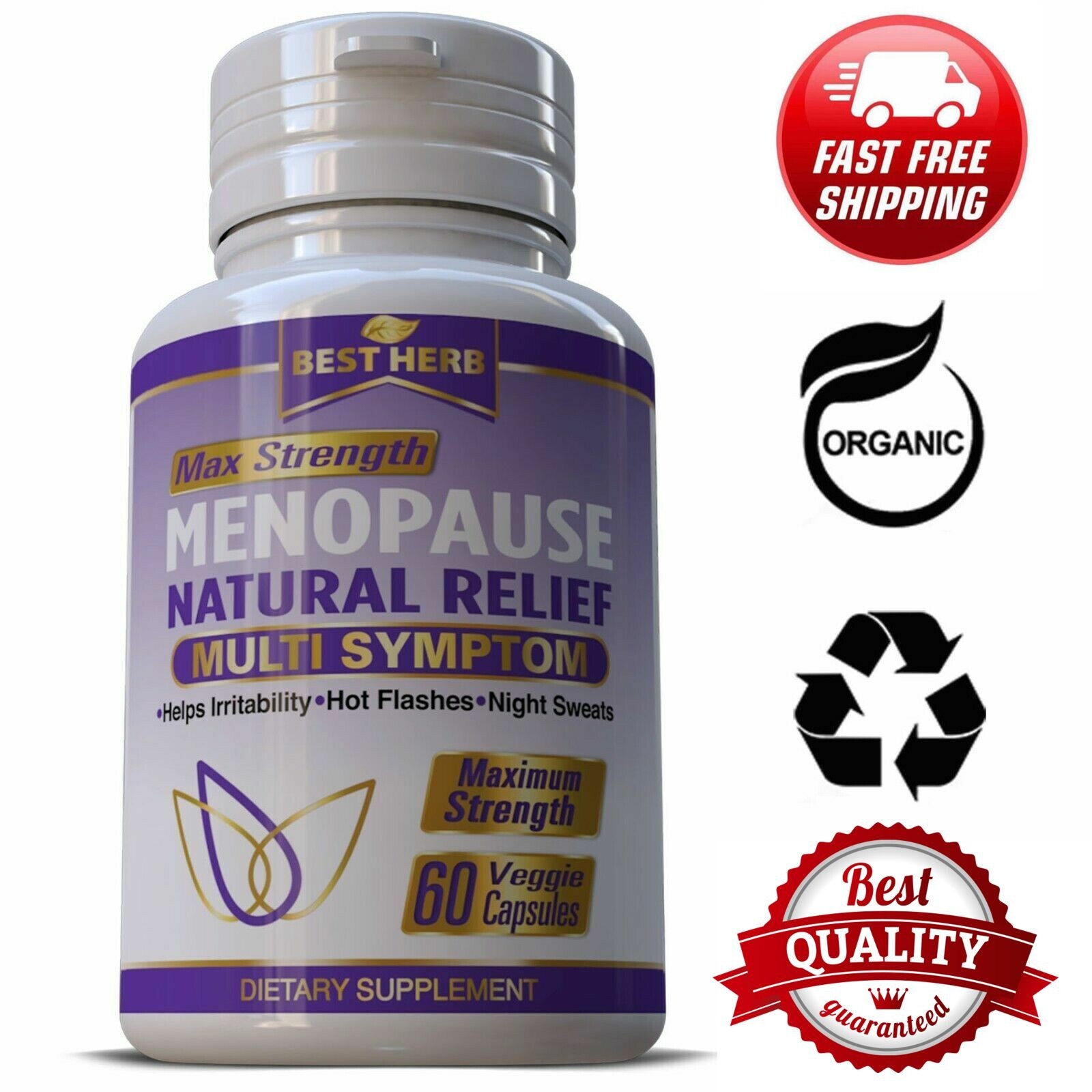 Menopause Relief Supplement Pills Estrogen Balance Hot Flashes Support 60 Caps