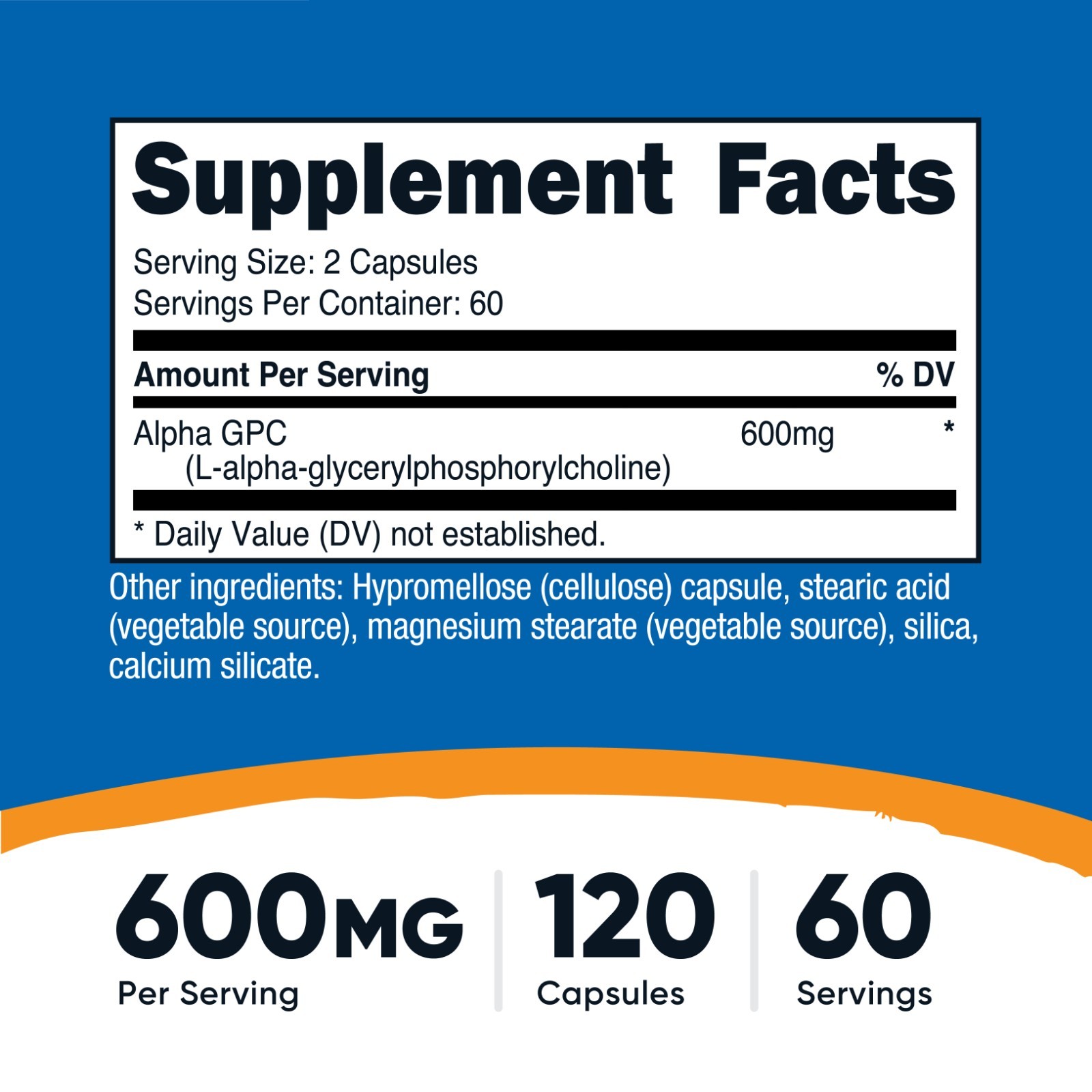 Nutricost Alpha GPC 600mg Per Serving, 120 Vegetarian Capsules – Non-GMO