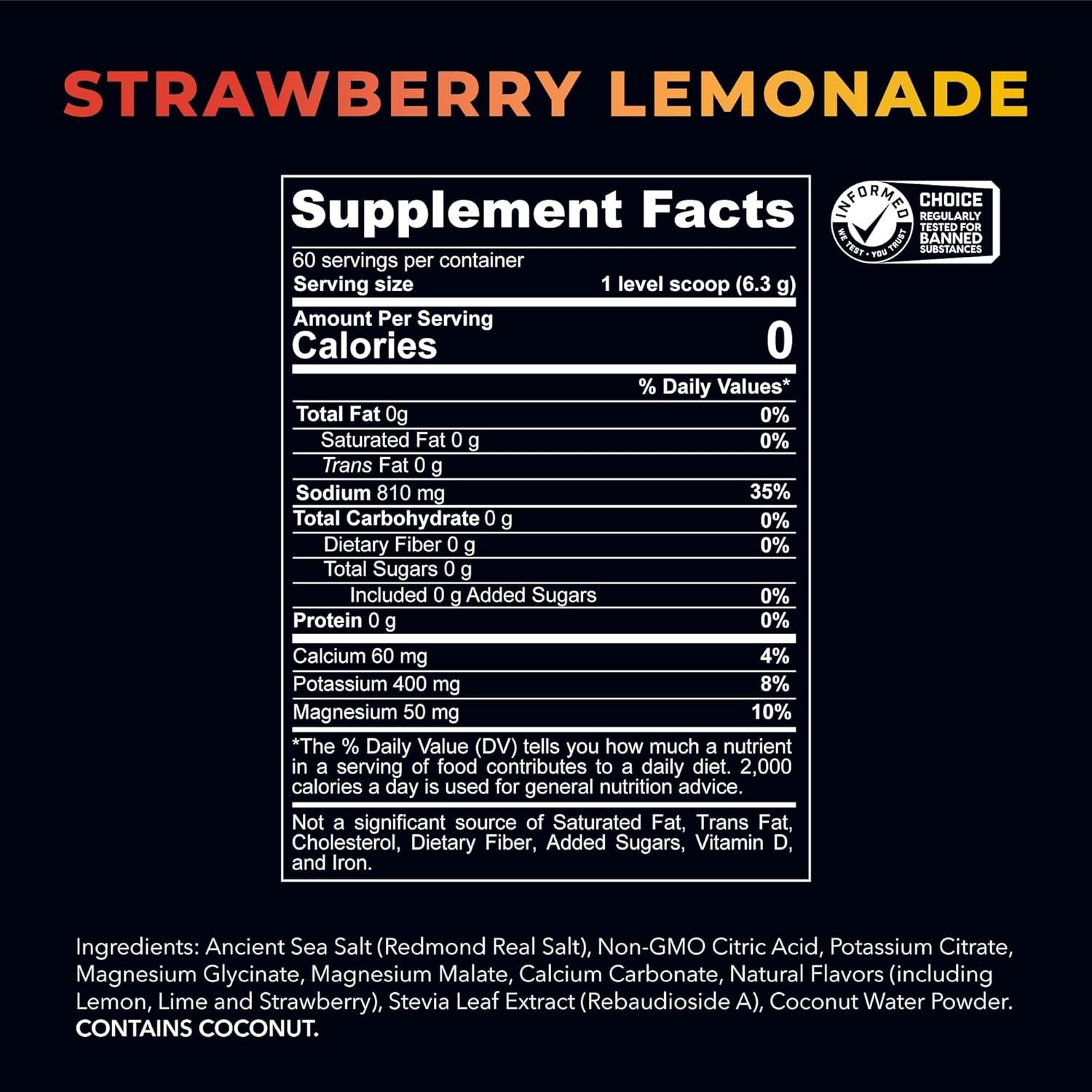 REDMOND Re-Lyte Hydration, Strawberry Lemonade, 6.7 oz (190 g)