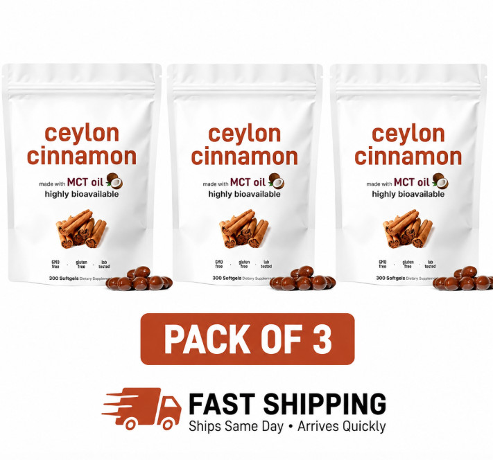 Ceylon Cinnamon 7200mg 300 Softgels with MCT Oil Organic Joint Support 3 Pack