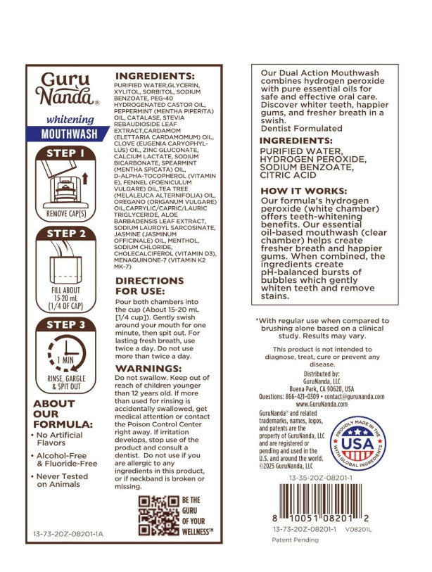 GuruNanda Teeth Whitening Dual Barrel Oxyburst 20 Fl Oz (Pack of 1), White