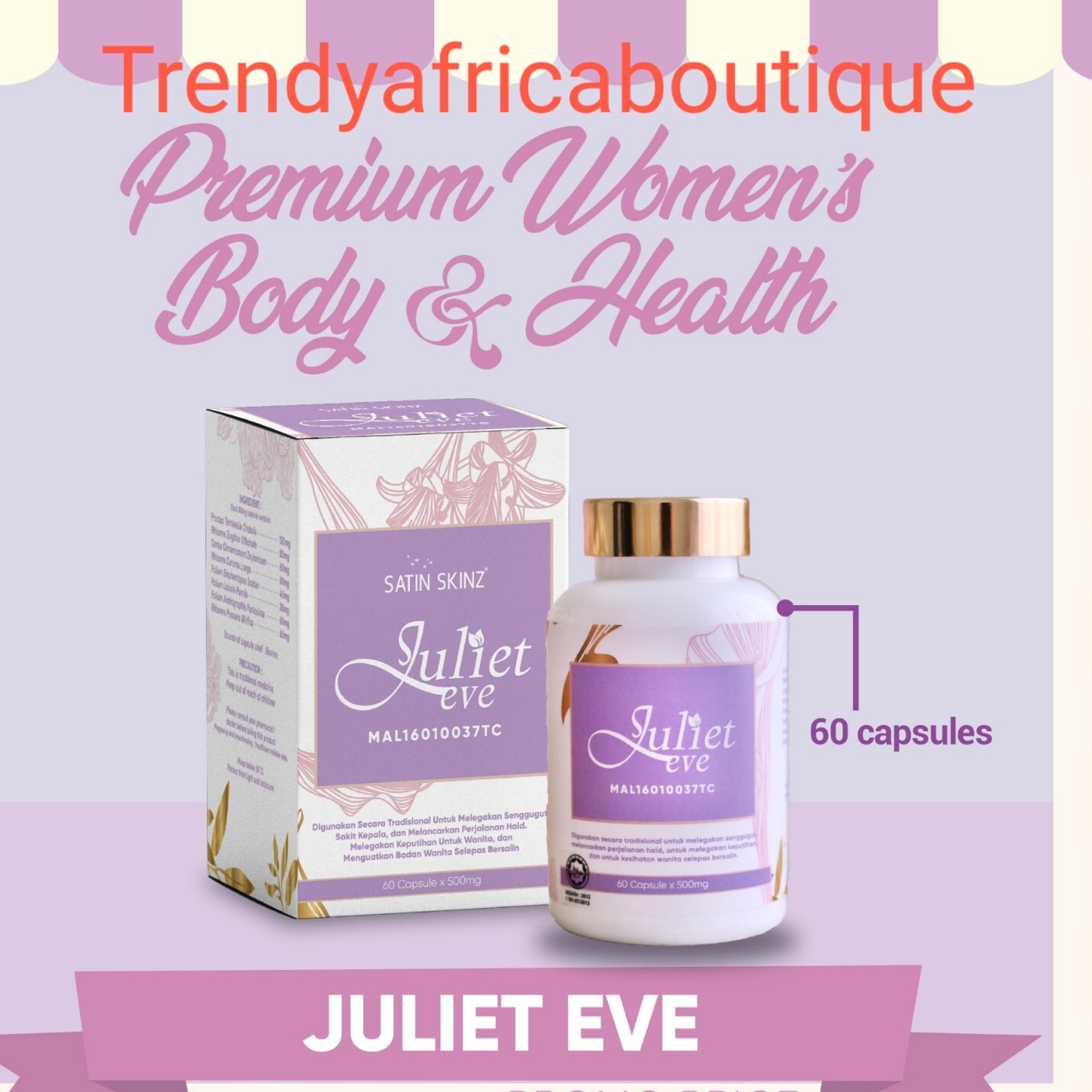 Satin Skinz Juliet EVE 60/bottle x 3 exp. 12/2025