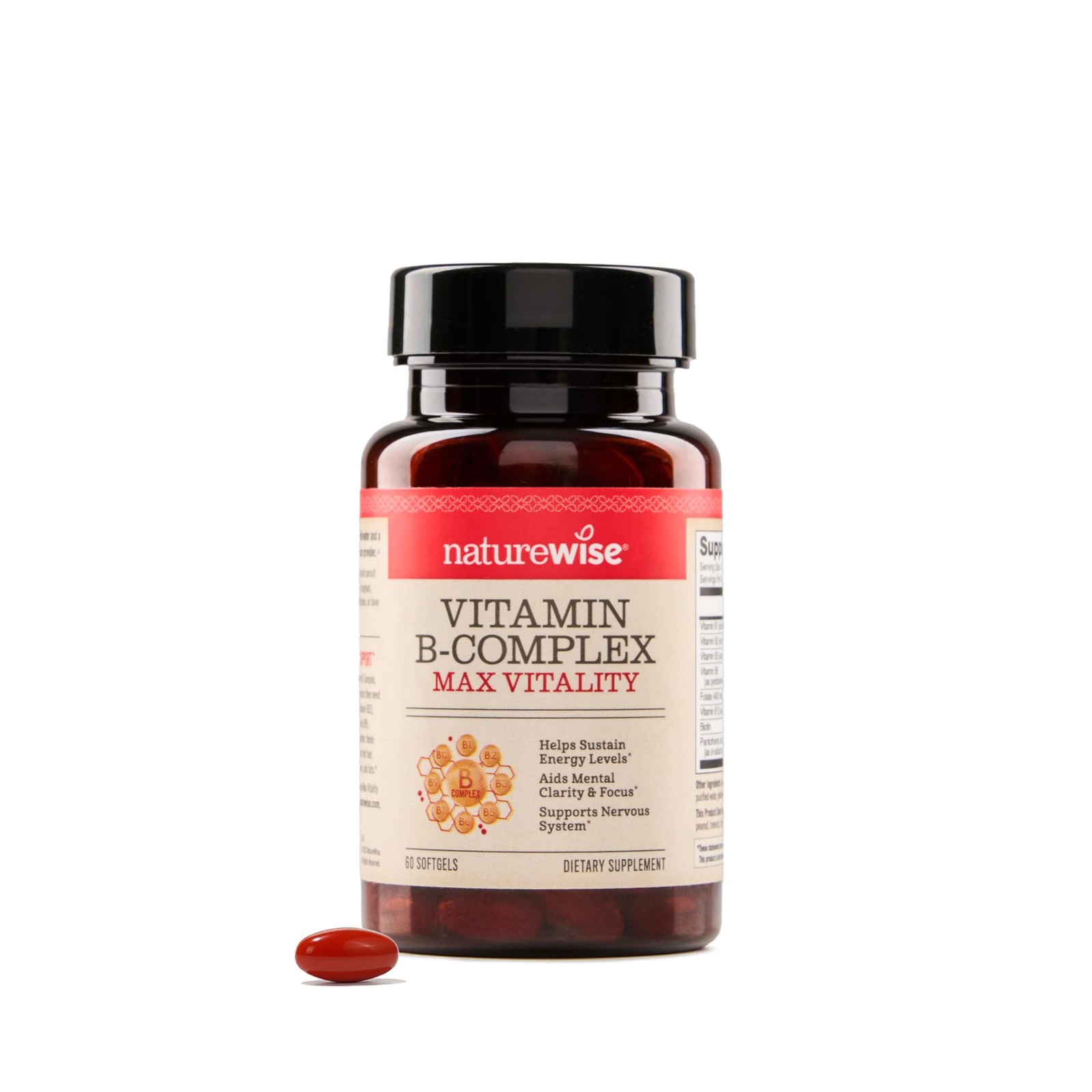 NatureWise Vitamin B Complex for Women and Men – 60 Count (Pack of 1), Red