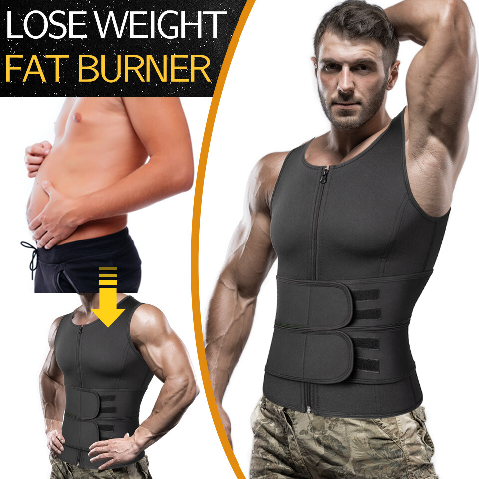 Men Body Shaper Waist Trainer Sauna Sweat Tank Underwear Fat Burner Shapewear US