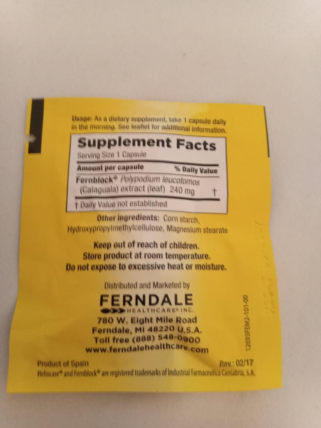 Heliocare dietary supplement