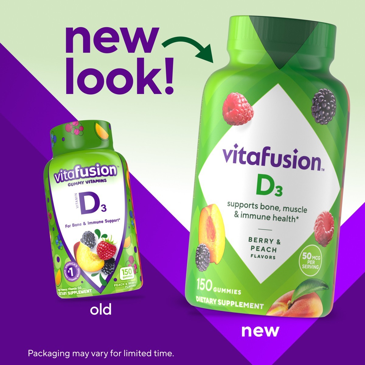 Vitafusion Vitamin D3 Gummy Vitamins – Peach, Blackberry and Strawberry – 150ct