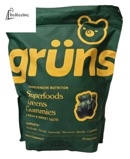 Gruns Adults Super Greens Gummies, Superfood Gummy 224-8 ct Exp 10/2026
