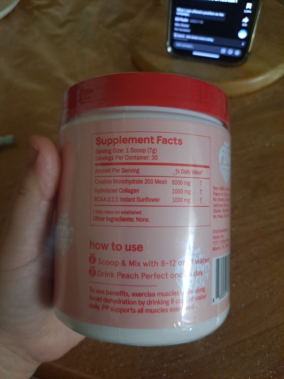 Peach Perfect Creatine Monohydrate Powder Unflavored 7.4Oz Exp 02/2027