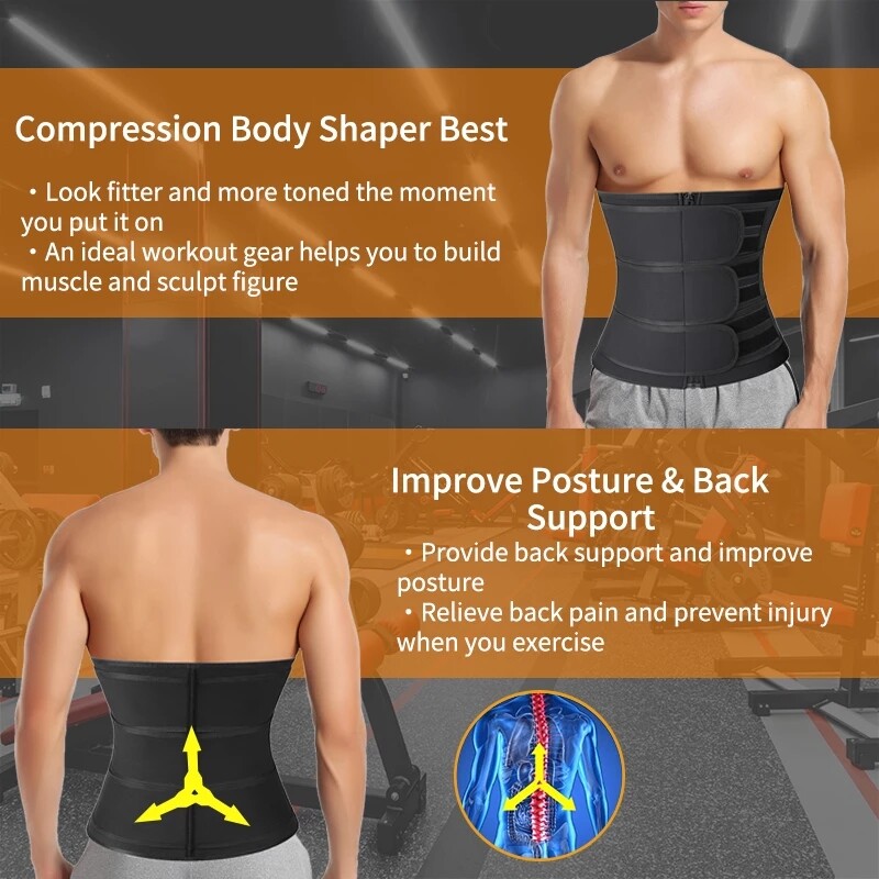 Men Sweat Sauna Waist Trainer Weight Loss Neoprene US Corset Cincher Body Shaper