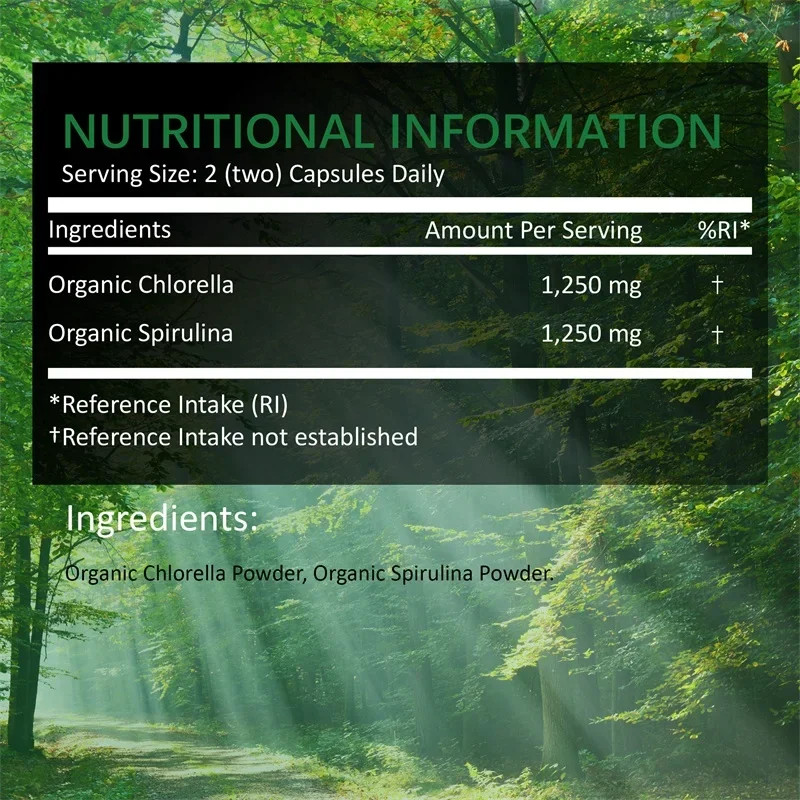 Organic Chlorella & Spirulina 2500mg 120pcs,Detoxification, Energy Replenishment